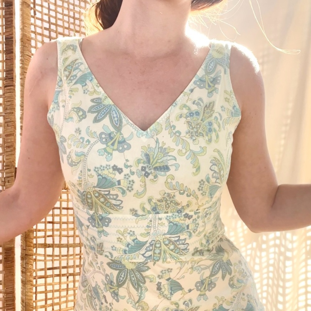 🦚 Paisley Floral Tea Length Ann Taylor Dress
